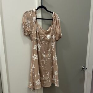 Altar'd State Tan Floral Mini Dress